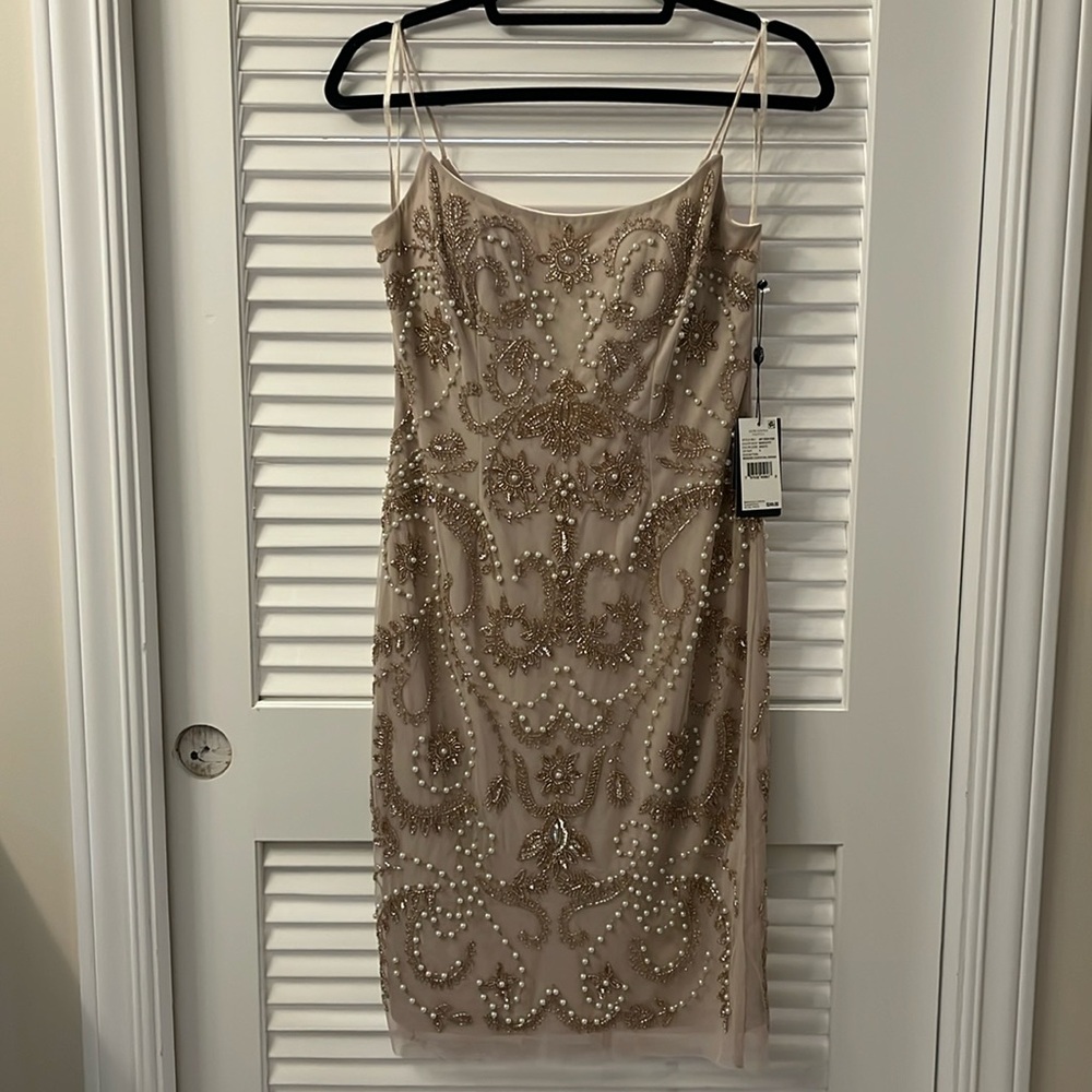 Adrianna Papell Beaded Cocktail Dress Size 4 BNWT